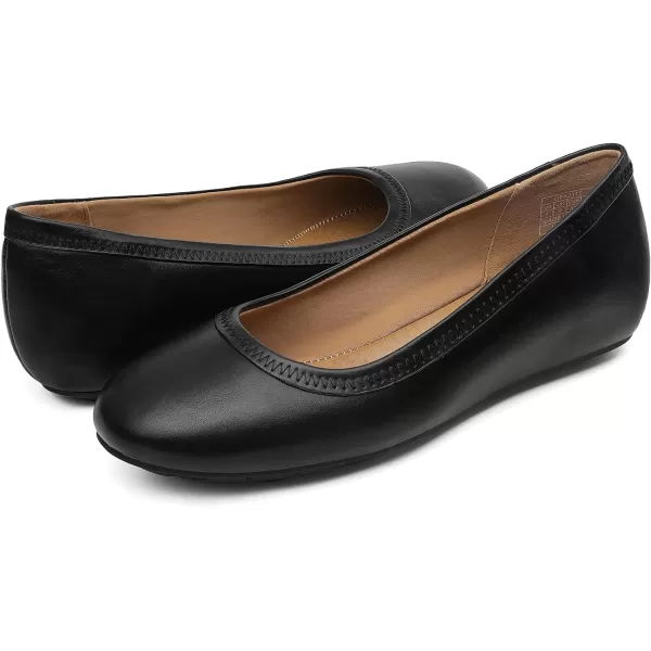 imageDREAM PAIRS Womens Ballet Flats Comfortable Dressy Work Low Wedge Arch Support Flats ShoesBlackPu