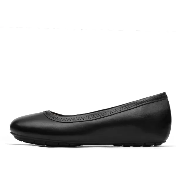 imageDREAM PAIRS Womens Ballet Flats Comfortable Dressy Work Low Wedge Arch Support Flats ShoesBlackPu
