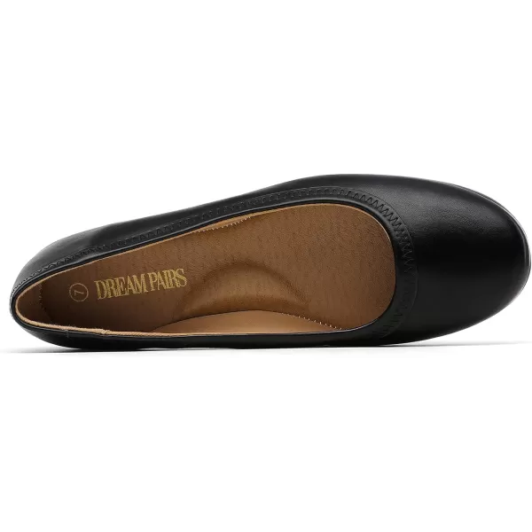 imageDREAM PAIRS Womens Ballet Flats Comfortable Dressy Work Low Wedge Arch Support Flats ShoesBlackPu