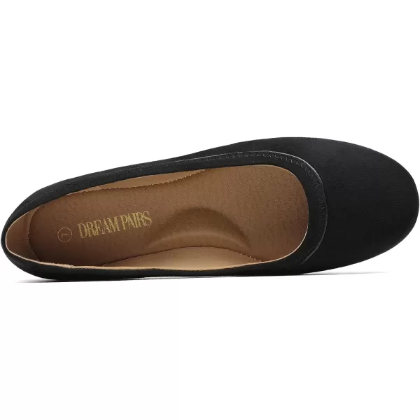 imageDREAM PAIRS Womens Ballet Flats Comfortable Dressy Work Low Wedge Arch Support Flats ShoesBlackSuede