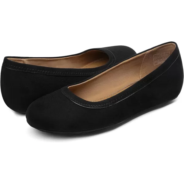 imageDREAM PAIRS Womens Ballet Flats Comfortable Dressy Work Low Wedge Arch Support Flats ShoesBlackSuede