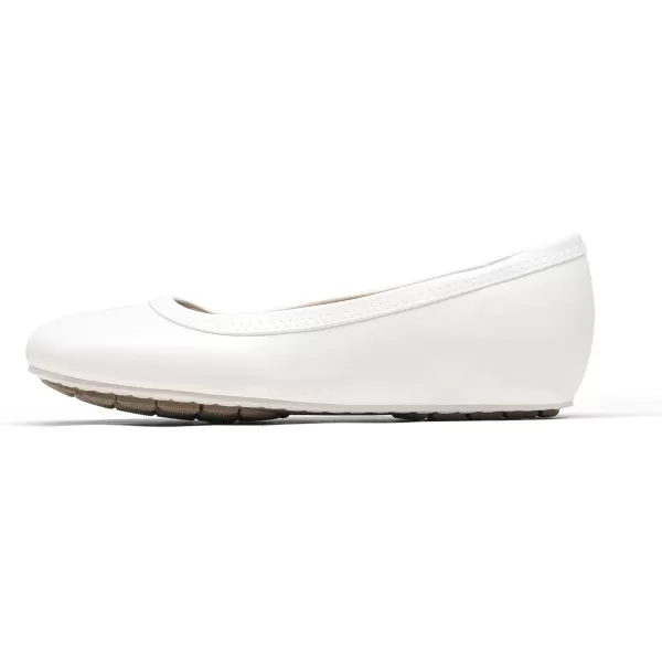 imageDREAM PAIRS Womens Ballet Flats Comfortable Dressy Work Low Wedge Arch Support Flats ShoesWhitePu