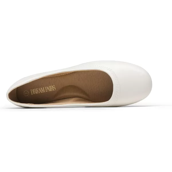 imageDREAM PAIRS Womens Ballet Flats Comfortable Dressy Work Low Wedge Arch Support Flats ShoesWhitePu