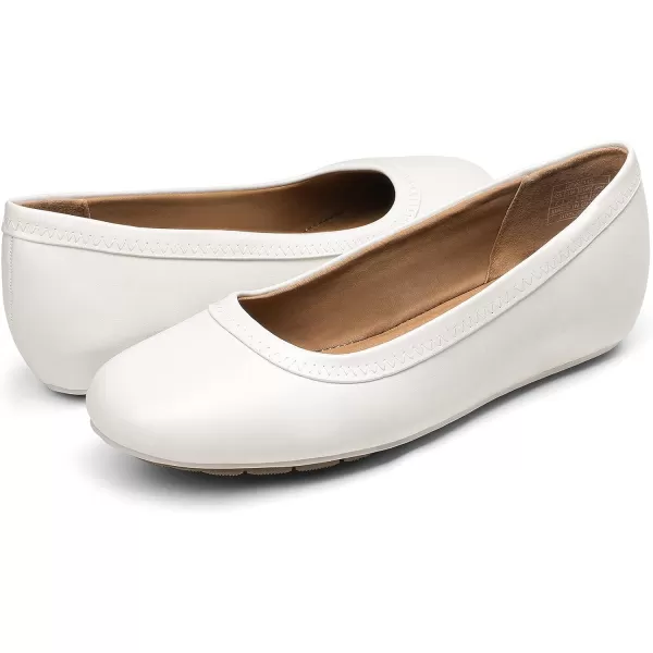 imageDREAM PAIRS Womens Ballet Flats Comfortable Dressy Work Low Wedge Arch Support Flats ShoesWhitePu