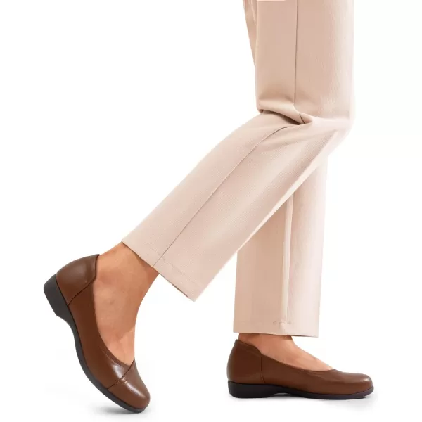 imageDREAM PAIRS Womens Ballet Flats Comfortable Slip On Business Office Dress Shoes for Women Dressy and Work with 3D Molded InsoleBrown