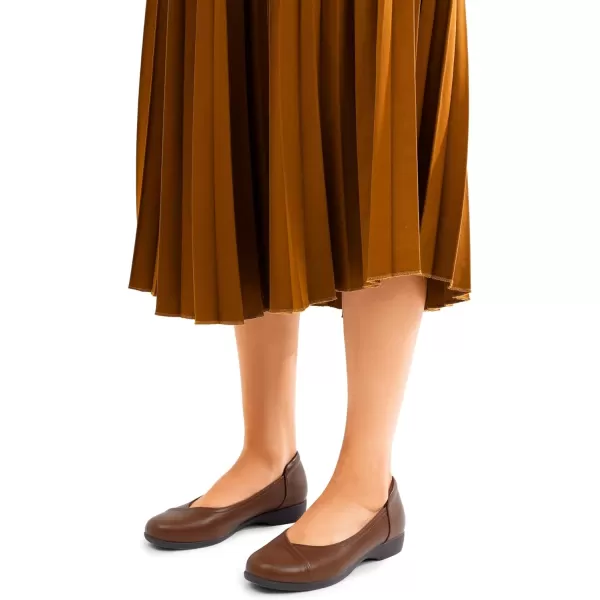 imageDREAM PAIRS Womens Ballet Flats Comfortable Slip On Business Office Dress Shoes for Women Dressy and Work with 3D Molded InsoleBrown