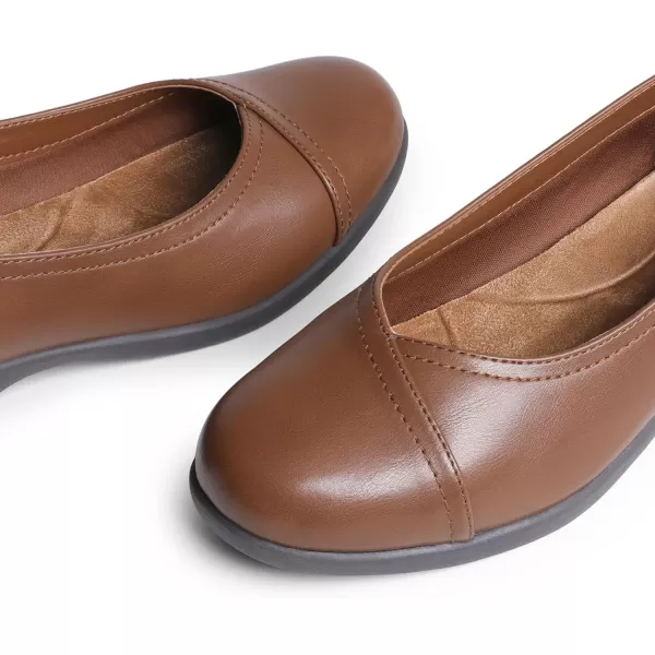 imageDREAM PAIRS Womens Ballet Flats Comfortable Slip On Business Office Dress Shoes for Women Dressy and Work with 3D Molded InsoleBrown