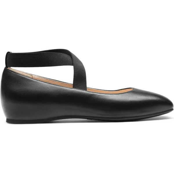 imageDREAM PAIRS Womens Ballet Flats Comfortable SlipOn Square Toe Dress Shoes with Elastic Ankle StrapsBlackpu