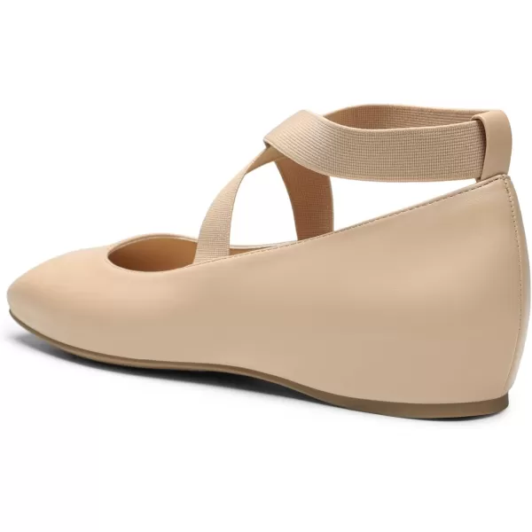 imageDREAM PAIRS Womens Ballet Flats Comfortable SlipOn Square Toe Dress Shoes with Elastic Ankle StrapsNudepu