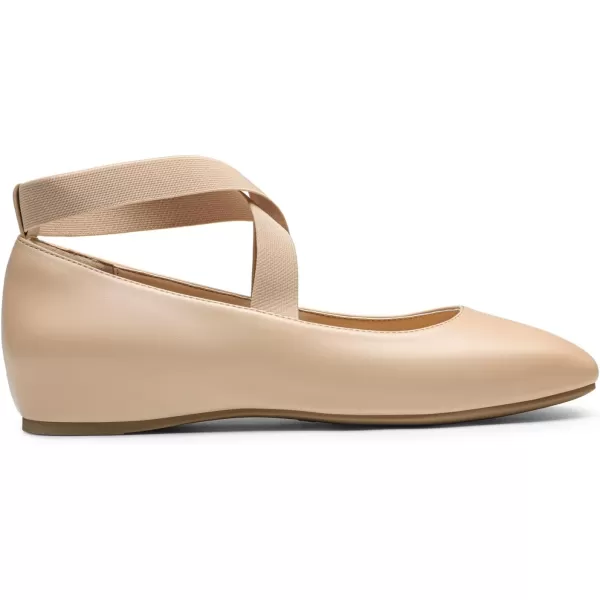 imageDREAM PAIRS Womens Ballet Flats Comfortable SlipOn Square Toe Dress Shoes with Elastic Ankle StrapsNudepu