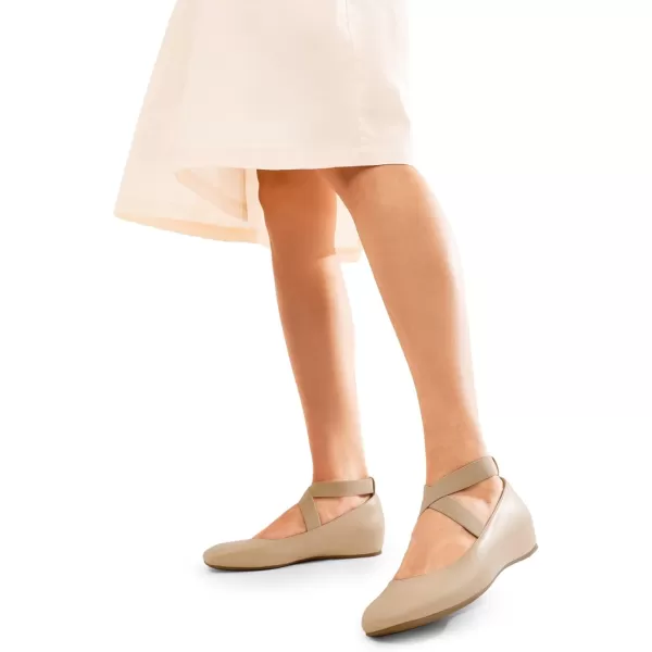imageDREAM PAIRS Womens Ballet Flats Comfortable SlipOn Square Toe Dress Shoes with Elastic Ankle StrapsNudepu