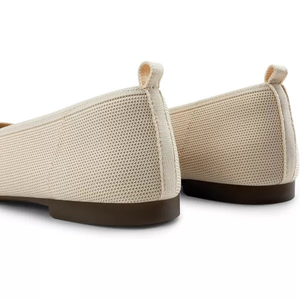 imageDREAM PAIRS Womens Ballet Flats with Arch Support Square Toe Knit Flat Shoes for Women Dressy Casual Work Comfortable Slipon Washable Walking Shoes with Flexible OutsoleApricot