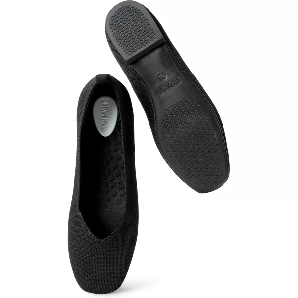 imageDREAM PAIRS Womens Ballet Flats with Arch Support Square Toe Knit Flat Shoes for Women Dressy Casual Work Comfortable Slipon Washable Walking Shoes with Flexible OutsoleBlack