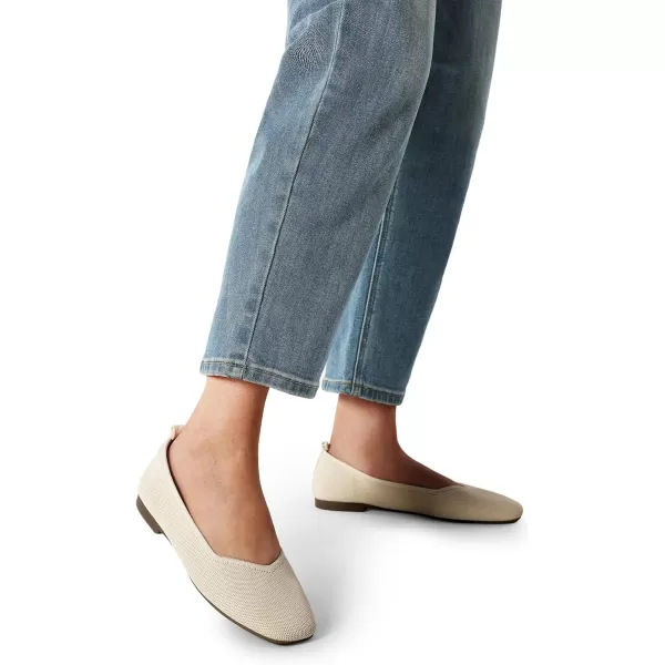 imageDREAM PAIRS Womens Ballet Flats with Arch Support Square Toe Knit Flat Shoes for Women Dressy Casual Work Comfortable Slipon Washable Walking Shoes with Flexible OutsoleApricot