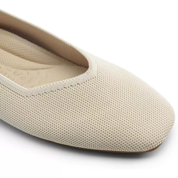 imageDREAM PAIRS Womens Ballet Flats with Arch Support Square Toe Knit Flat Shoes for Women Dressy Casual Work Comfortable Slipon Washable Walking Shoes with Flexible OutsoleApricot