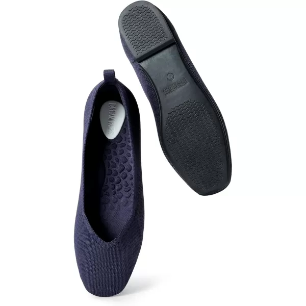 imageDREAM PAIRS Womens Ballet Flats with Arch Support Square Toe Knit Flat Shoes for Women Dressy Casual Work Comfortable Slipon Washable Walking Shoes with Flexible OutsoleNavy
