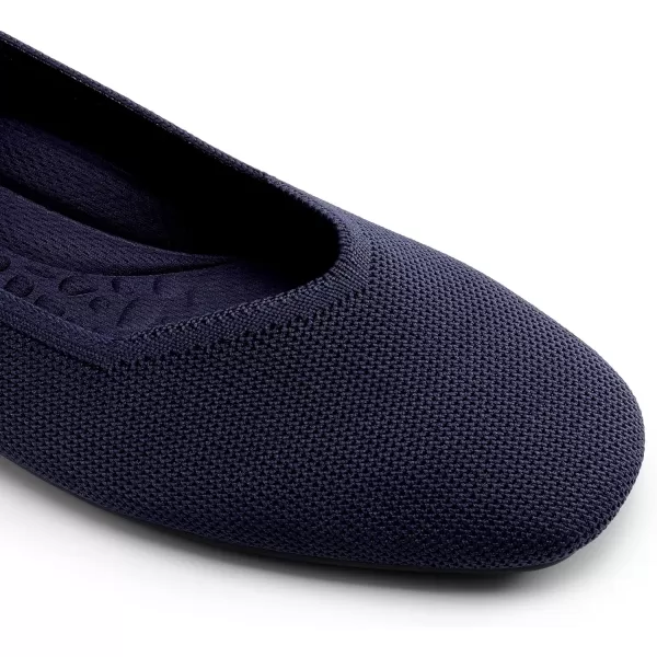 imageDREAM PAIRS Womens Ballet Flats with Arch Support Square Toe Knit Flat Shoes for Women Dressy Casual Work Comfortable Slipon Washable Walking Shoes with Flexible OutsoleNavy
