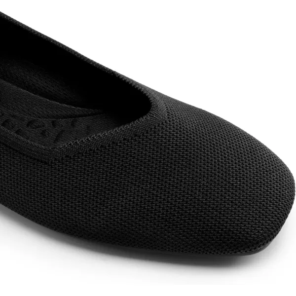 imageDREAM PAIRS Womens Ballet Flats with Arch Support Square Toe Knit Flat Shoes for Women Dressy Casual Work Comfortable Slipon Washable Walking Shoes with Flexible OutsoleBlack