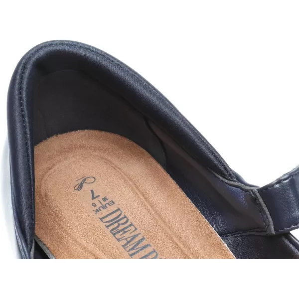 imageDREAM PAIRS Womens Ballet Mary Jane Flats Comfortable Business Office Dress Shoes for Women Dressy and Work with Ankle StrapNavy
