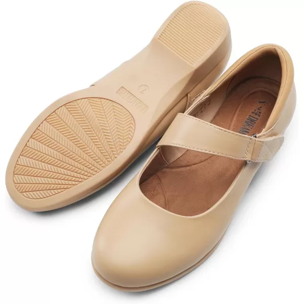 imageDREAM PAIRS Womens Ballet Mary Jane Flats Comfortable Business Office Dress Shoes for Women Dressy and Work with Ankle StrapNude