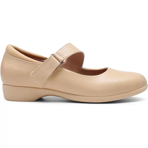 imageDREAM PAIRS Womens Ballet Mary Jane Flats Comfortable Business Office Dress Shoes for Women Dressy and Work with Ankle StrapNude