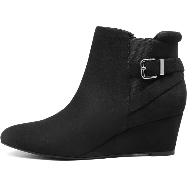 imageDREAM PAIRS Womens Black Ankle Booties Wedge Heels BootsBlack