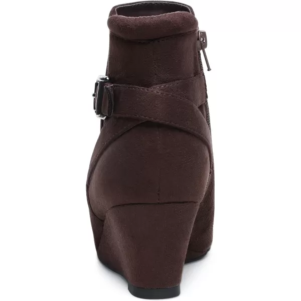imageDREAM PAIRS Womens Black Ankle Booties Wedge Heels BootsBrown