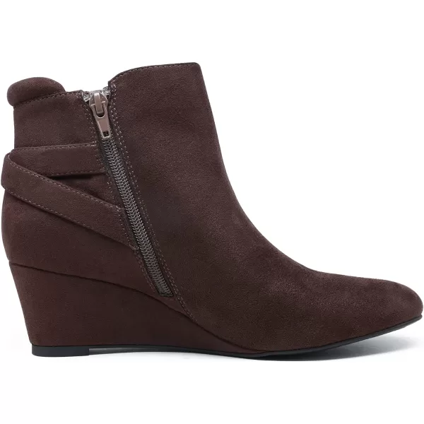 imageDREAM PAIRS Womens Black Ankle Booties Wedge Heels BootsBrown