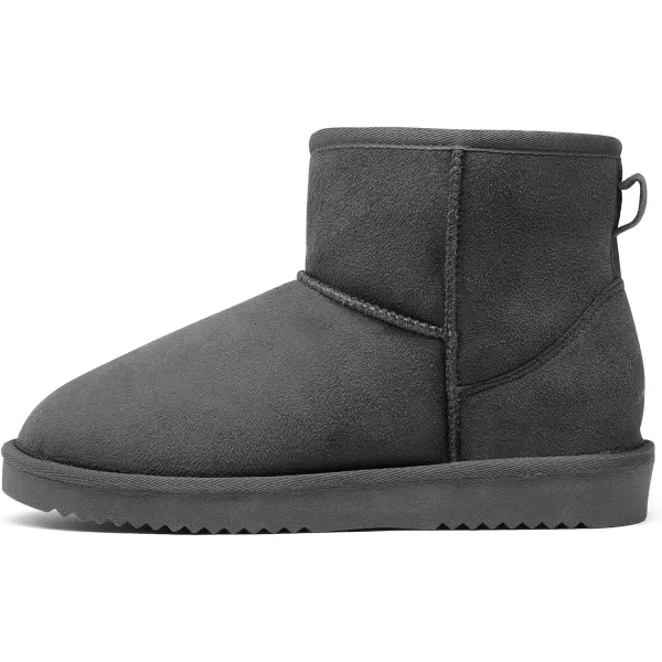 imageDREAM PAIRS Womens Black Brown Tan Grey Winter Snow Boots Classic Faux Fur Lined Slip On Ankle BootsGrey