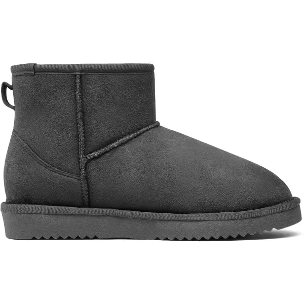 imageDREAM PAIRS Womens Black Brown Tan Grey Winter Snow Boots Classic Faux Fur Lined Slip On Ankle BootsGrey