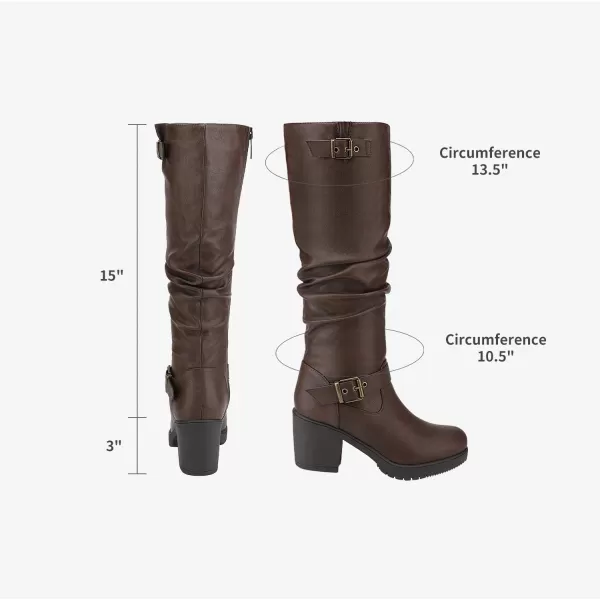 imageDREAM PAIRS Womens Black Chunky Heel Knee High BootsBrown