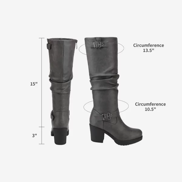 imageDREAM PAIRS Womens Black Chunky Heel Knee High BootsGrey