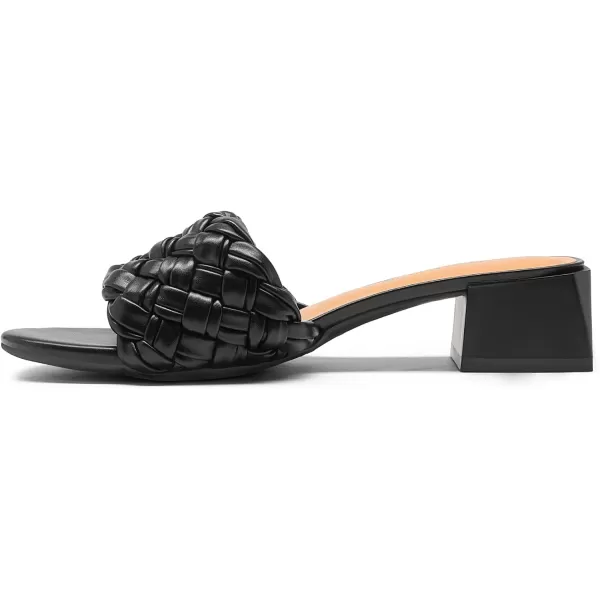 imageDREAM PAIRS Womens Braided Heels Open Toe Slip On Low Block Chunky Dressy Slide SandalsBlack