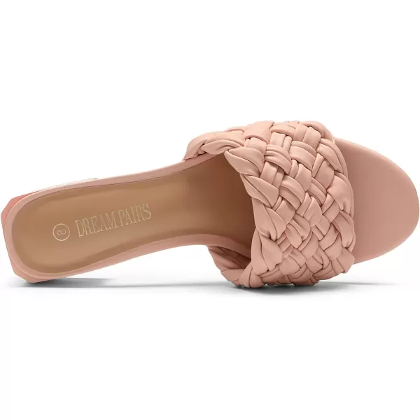 imageDREAM PAIRS Womens Braided Heels Open Toe Slip On Low Block Chunky Dressy Slide SandalsDREAM PAIRS Womens Braided Heels Open Toe Slip On Low Block Chunky Dressy Slide Sandals