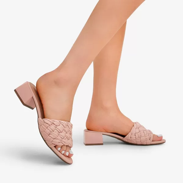 imageDREAM PAIRS Womens Braided Heels Open Toe Slip On Low Block Chunky Dressy Slide SandalsDREAM PAIRS Womens Braided Heels Open Toe Slip On Low Block Chunky Dressy Slide Sandals