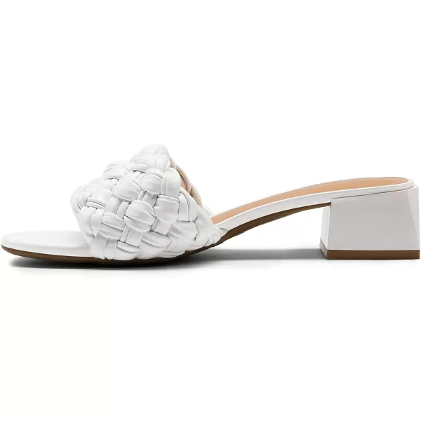 imageDREAM PAIRS Womens Braided Heels Open Toe Slip On Low Block Chunky Dressy Slide SandalsWhite