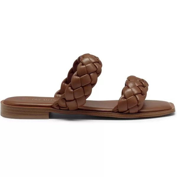 imageDREAM PAIRS Womens Braided Sandals Slip on Slides Two Straps Square Toe Dressy for SummerBrown