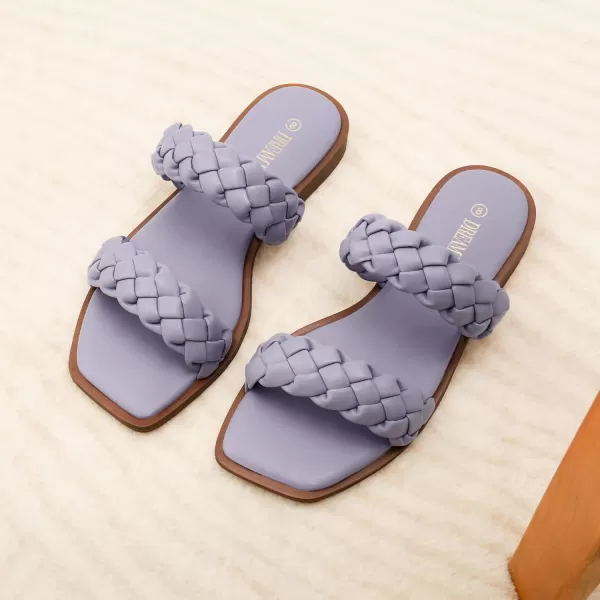 imageDREAM PAIRS Womens Braided Sandals Slip on Slides Two Straps Square Toe Dressy for SummerPurple