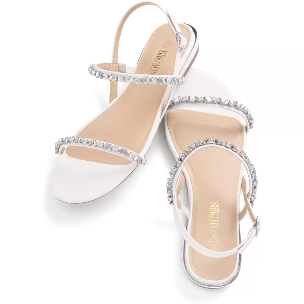 imageDREAM PAIRS Womens Casual Dresssy Low Wedge Summer Shoes Cute Strappy Rhinestone Open Toe Flat SandalsWhitePu