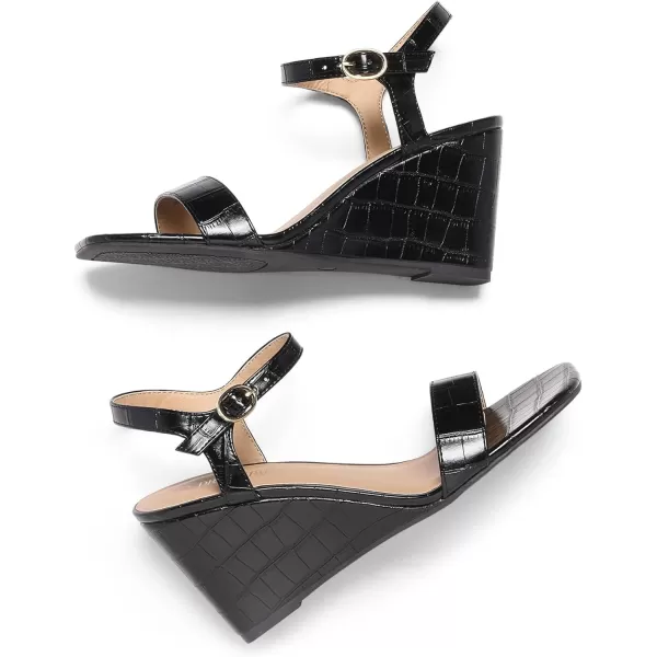 imageDREAM PAIRS Womens Casual Dressy Wedge Sandals Cute Square Toe and Buckle Ankle Strappy Slingback Wedding ShoesBlack