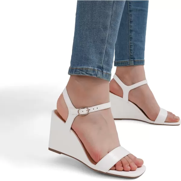 imageDREAM PAIRS Womens Casual Dressy Wedge Sandals Cute Square Toe and Buckle Ankle Strappy Slingback Wedding ShoesWhite
