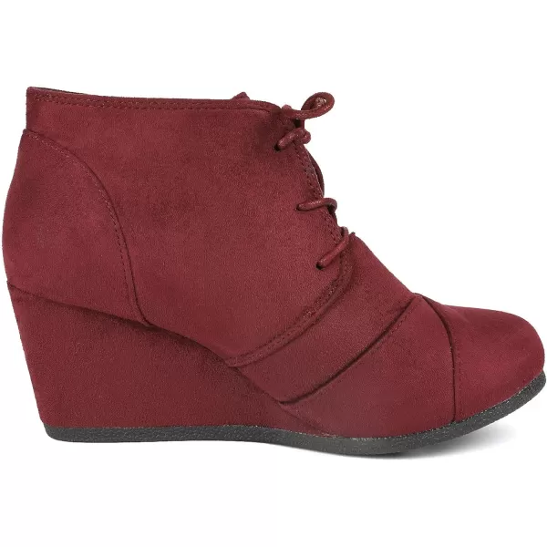imageDREAM PAIRS Womens Casual Fashion Lace Up Low Wedge Heel Booties ShoeBurgundy