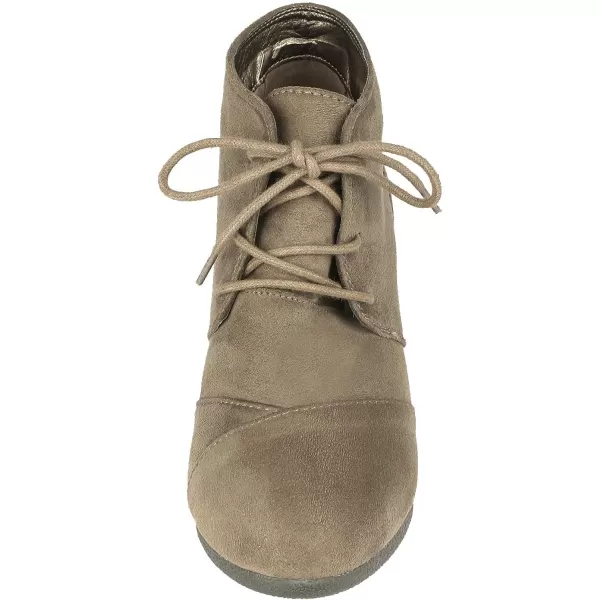imageDREAM PAIRS Womens Casual Fashion Lace Up Low Wedge Heel Booties ShoeTaupe