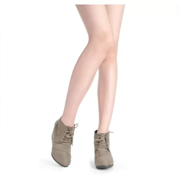 imageDREAM PAIRS Womens Casual Fashion Lace Up Low Wedge Heel Booties ShoeTaupe