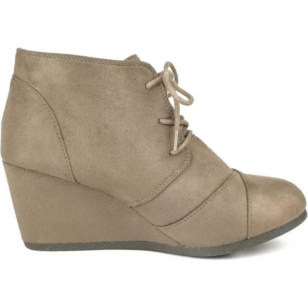imageDREAM PAIRS Womens Casual Fashion Lace Up Low Wedge Heel Booties ShoeTaupe