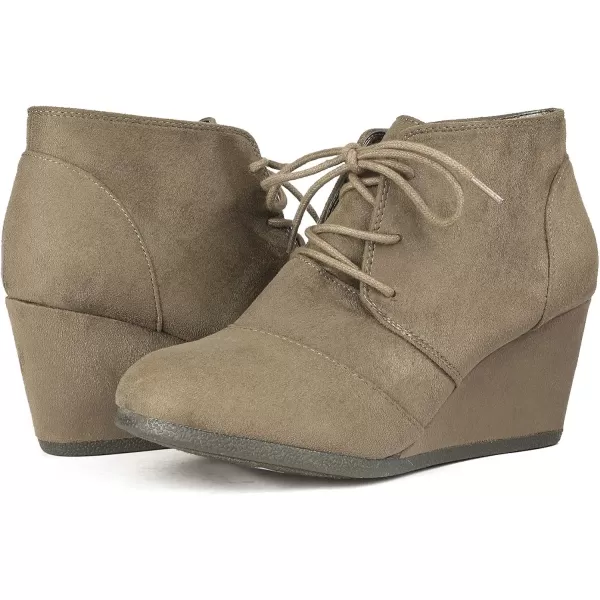 imageDREAM PAIRS Womens Casual Fashion Lace Up Low Wedge Heel Booties ShoeTaupe