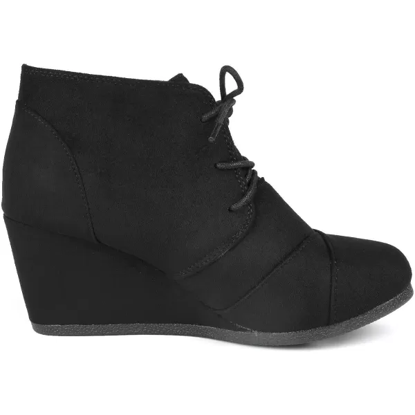 imageDREAM PAIRS Womens Casual Fashion Lace Up Low Wedge Heel Booties ShoeTomsonblack