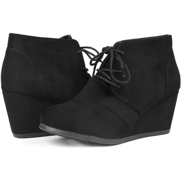 imageDREAM PAIRS Womens Casual Fashion Lace Up Low Wedge Heel Booties ShoeTomsonblack