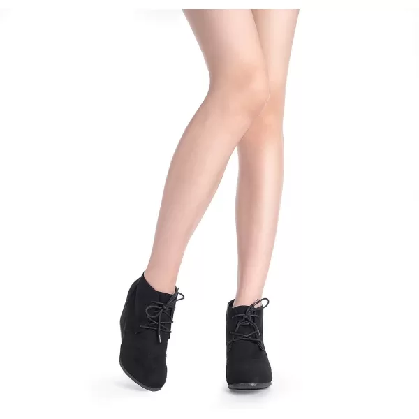 imageDREAM PAIRS Womens Casual Fashion Lace Up Low Wedge Heel Booties ShoeTomsonblack