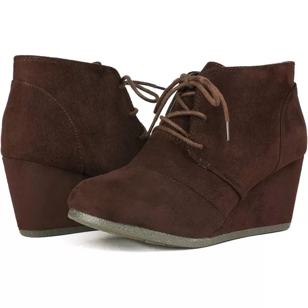 imageDREAM PAIRS Womens Casual Fashion Lace Up Low Wedge Heel Booties ShoeTomsonbrown